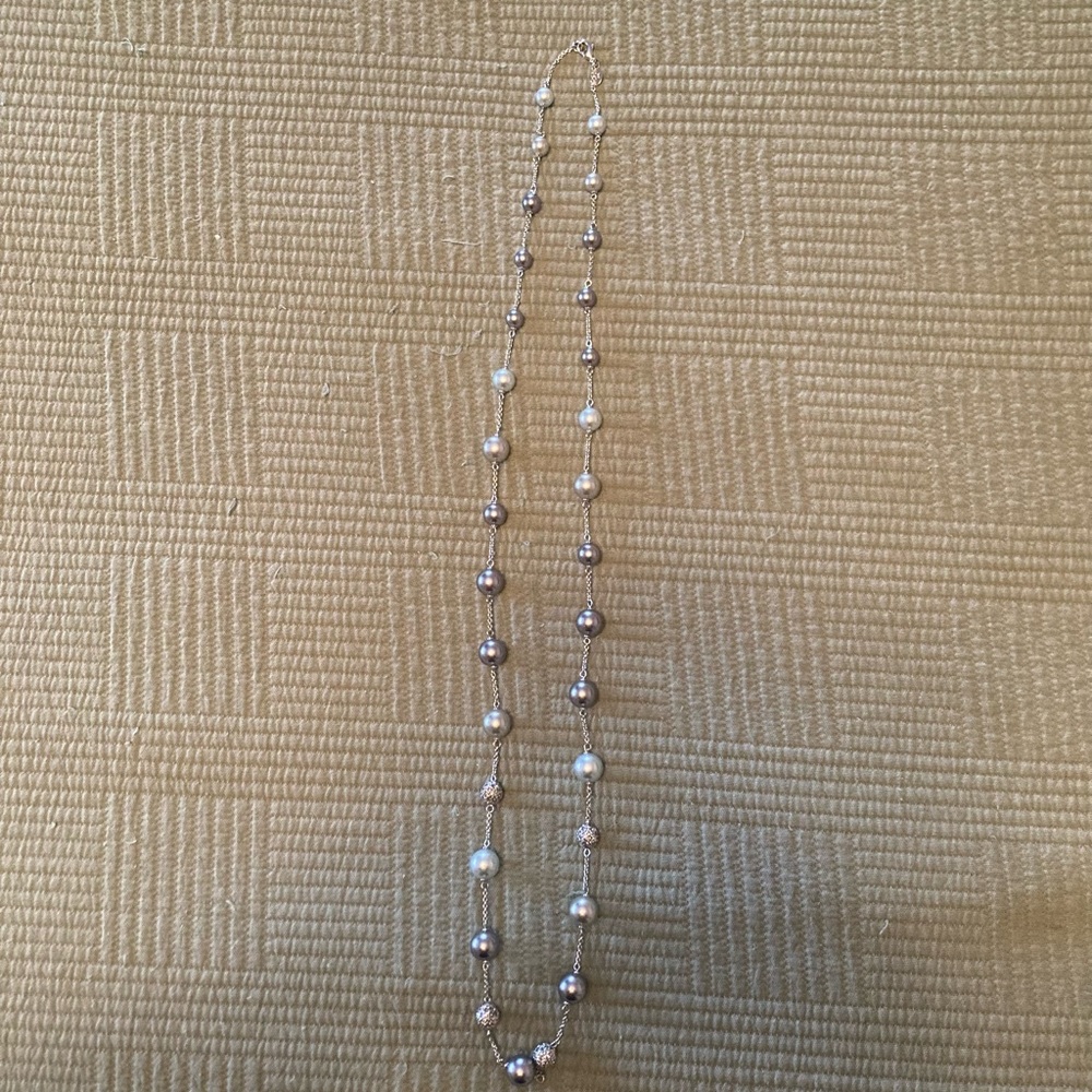 Silver and gray beaded necklace. NWOT